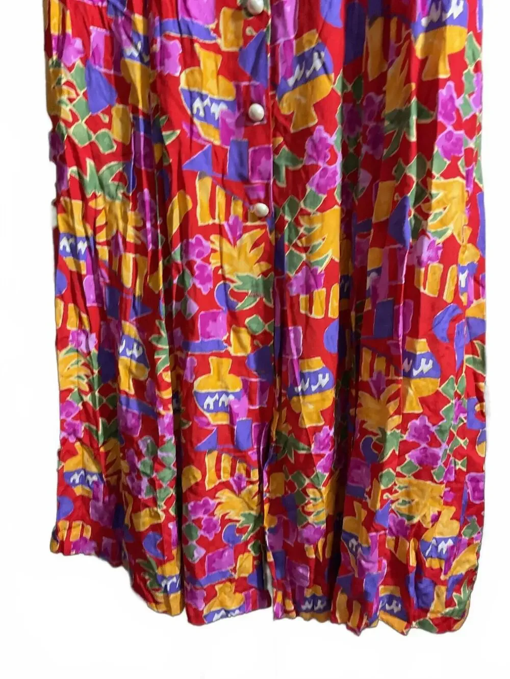 Vintage Lanz Originals Colorful Floral Button-Front Midi Dress Sz. 16